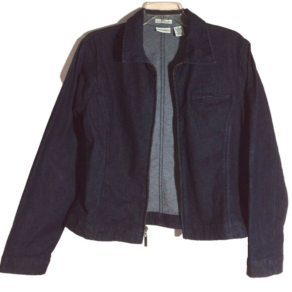 CROSSROADS 14 Stretch Denim Top Zip Up or Lightweight Jacket Very Good Cotton L - Picture 2 of 5
